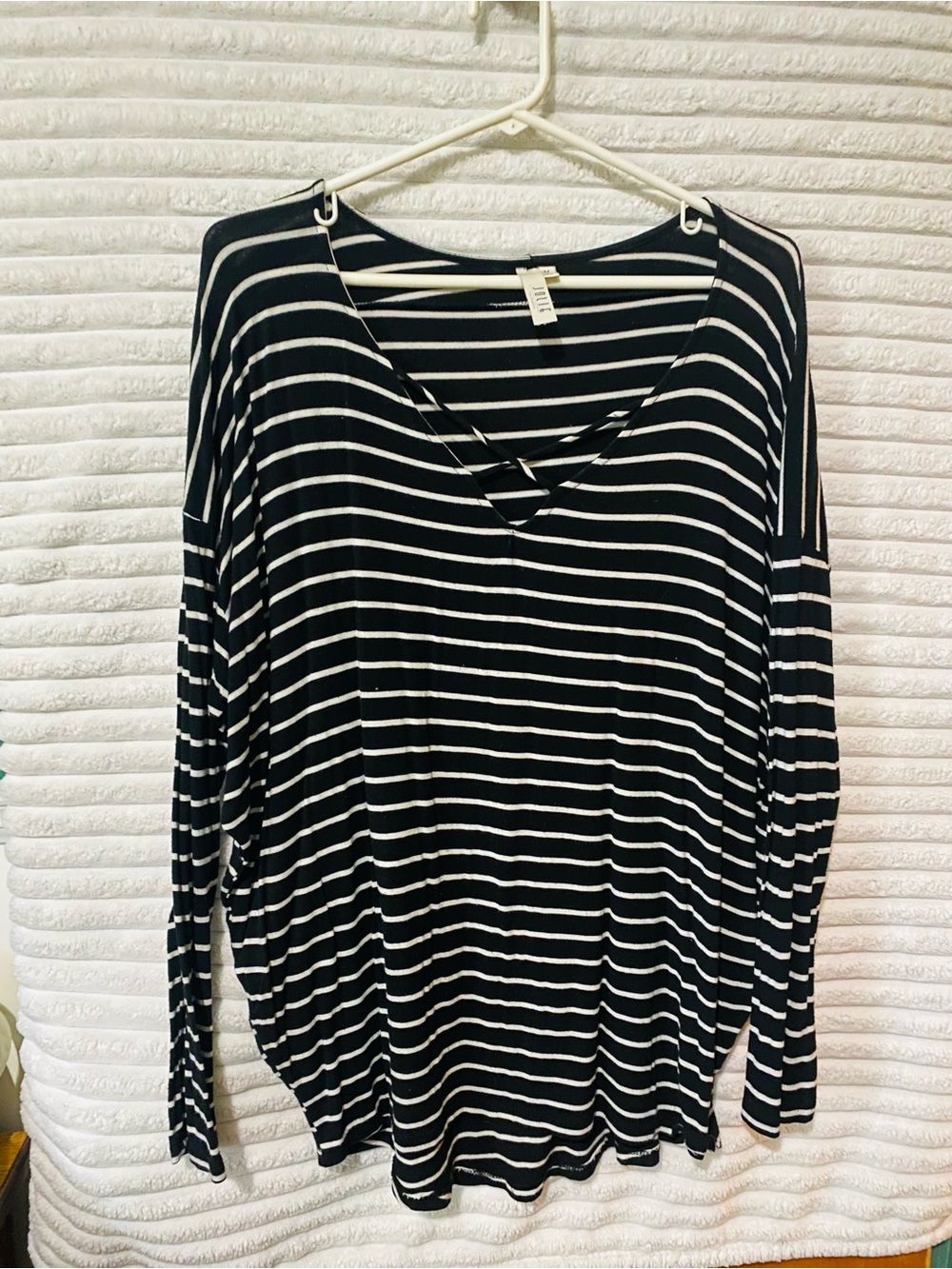 Jolie Black and White Striped Long Sleeve Tee
